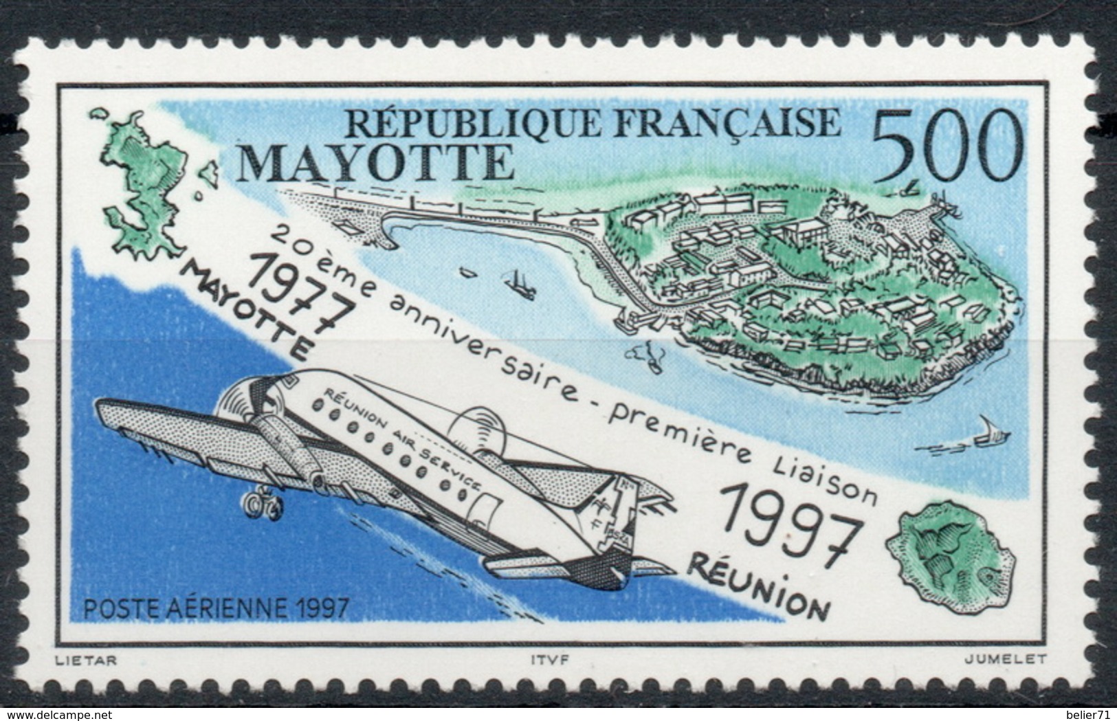 France, Mayotte : Poste Aérienne N° 2 Xx Neuf Sans Trace De Charnière Année 1997 - Poste Aérienne