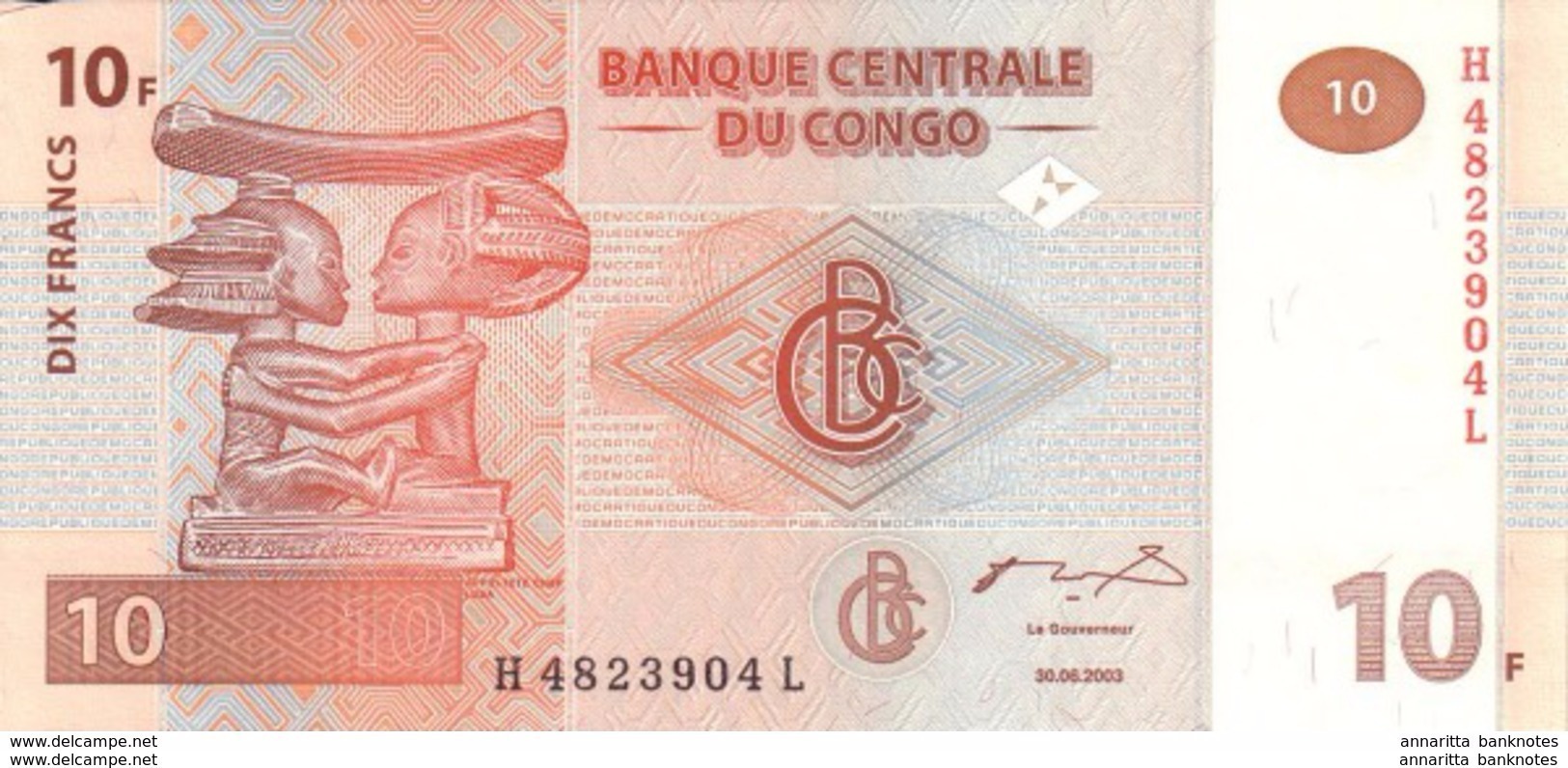 CONGO DEMOCRATIC REPUBLIC 10 FRANCS 2003 P-93 UNC [CD312a] - République Démocratique Du Congo & Zaïre