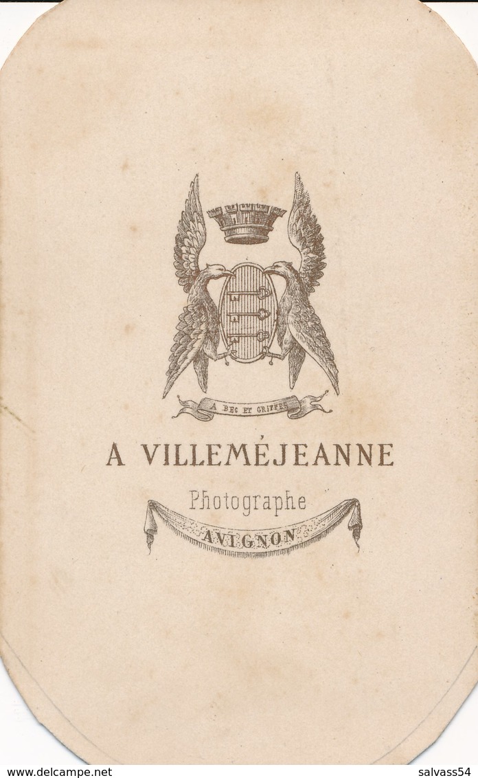 CDV Portrait Militaire En Pied - Grades Colorisés - Shako - Par A. Villeméjeanne à Avignon (Ca 1865/1870) - Guerre, Militaire