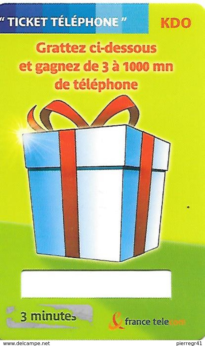 TICKET TELEPHONE-CADEAU-PAQURT CADEU-3Mn-GRATTE-TBE- - FT Tickets