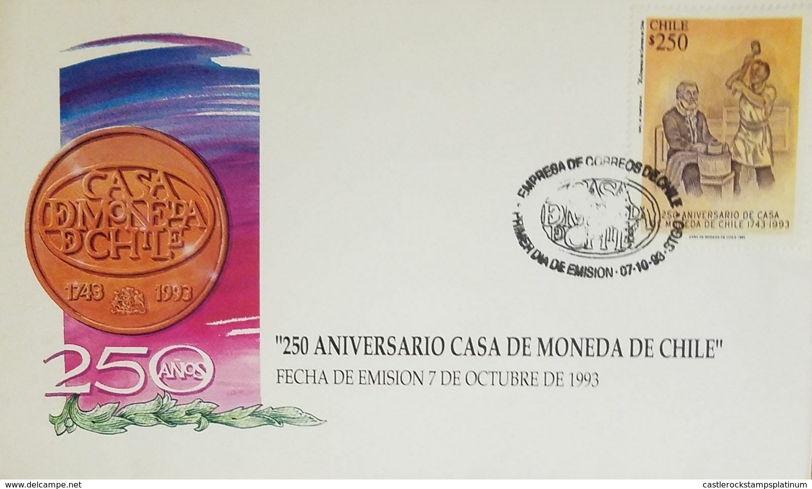 O) 1993 CHILE, CURRENCY ACUÑATION FROM 1943 - CHILENA MINT -HOUSE OF THE CURRENCY, FDC XF - Chile