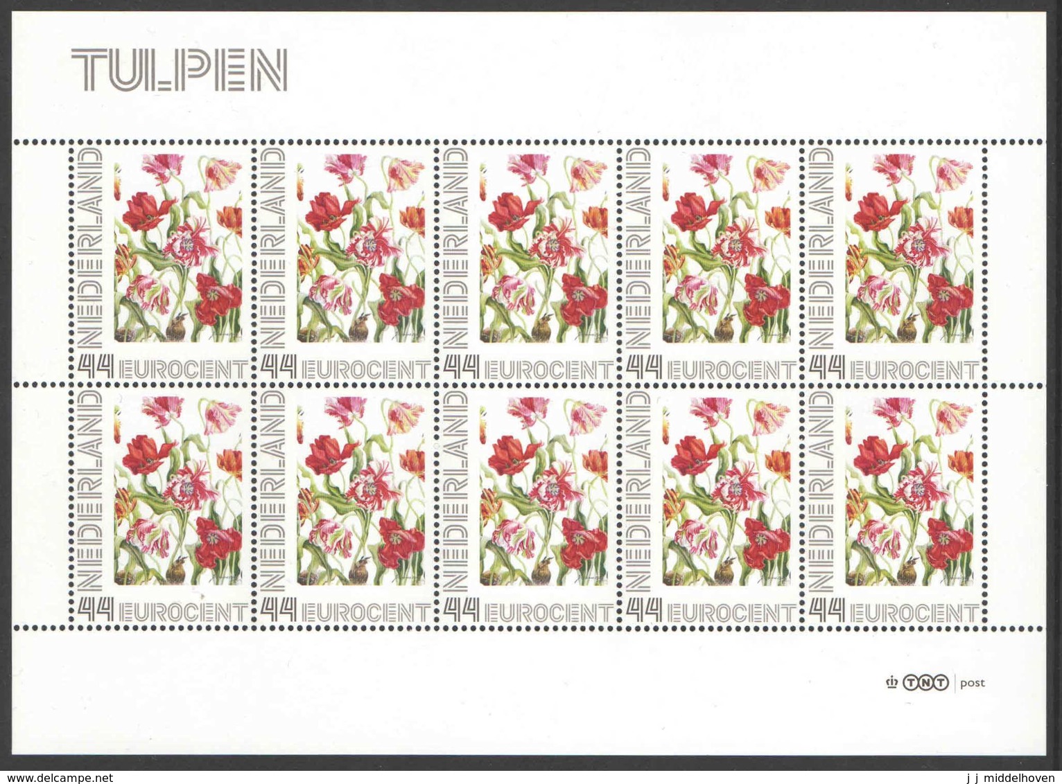 Nederland Postfris/MNH, Janneke Brinkman: Bloemen, Flowers, Fleurs. Tulpen - Persoonlijke Postzegels