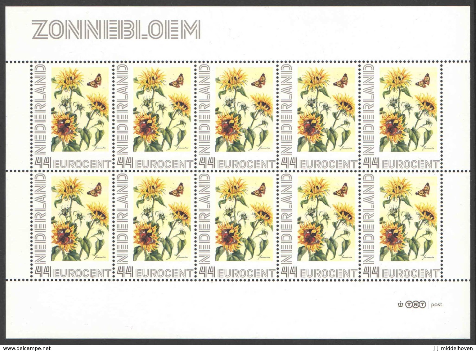 Nederland Postfris/MNH, Janneke Brinkman: Bloemen, Flowers, Fleurs. Zonnebloem - Persoonlijke Postzegels