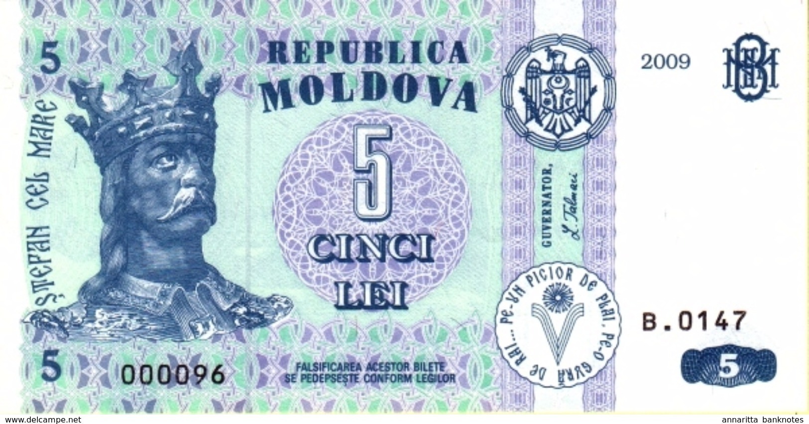 MOLDOVA 5 LEI 2009 P-9f UNC  [MD109f] - Moldavië