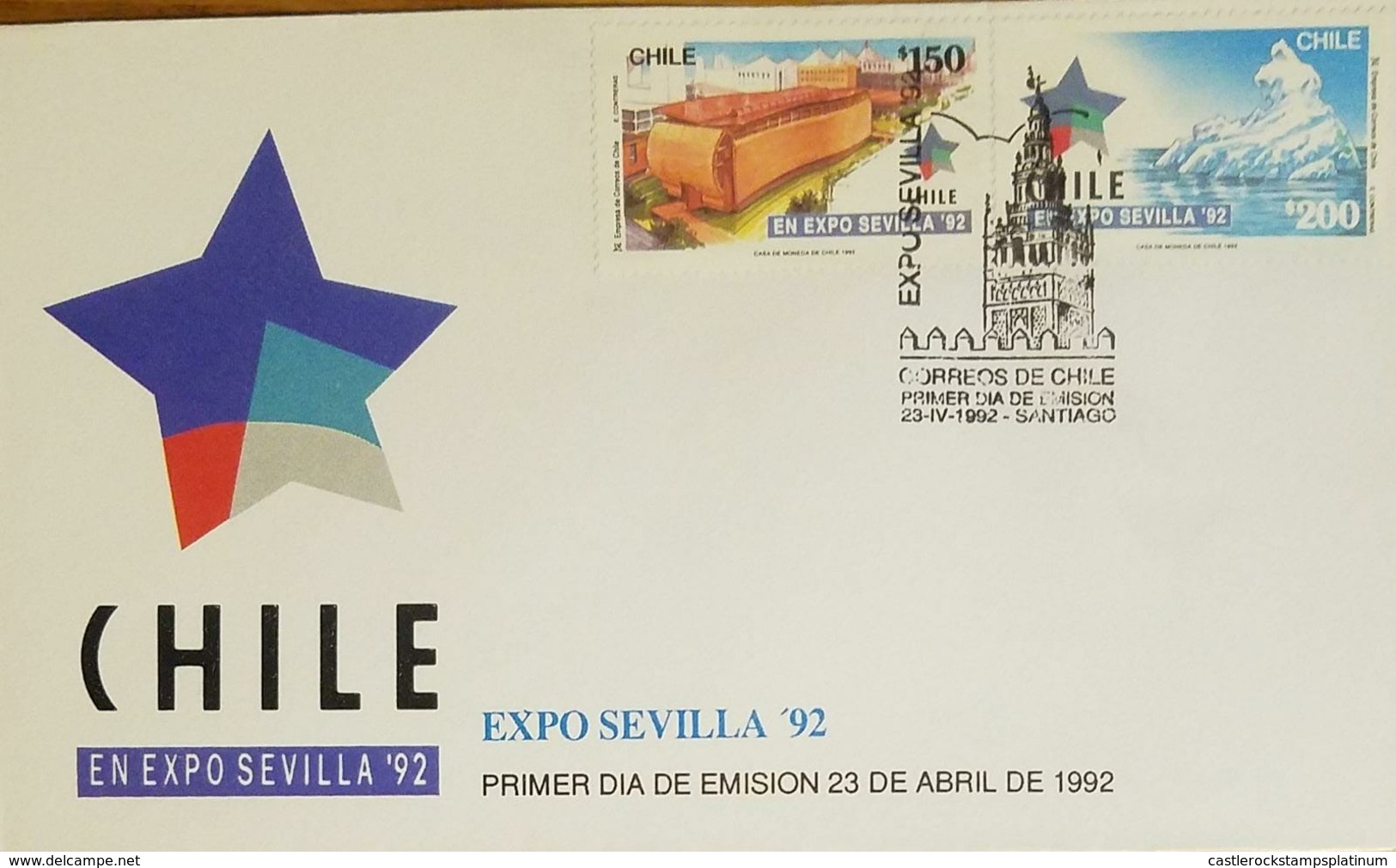 O) 1992 CHILE, EXPO SEVILLE 1992 - PAVILION-ICEBERG, FDC XF - Chile