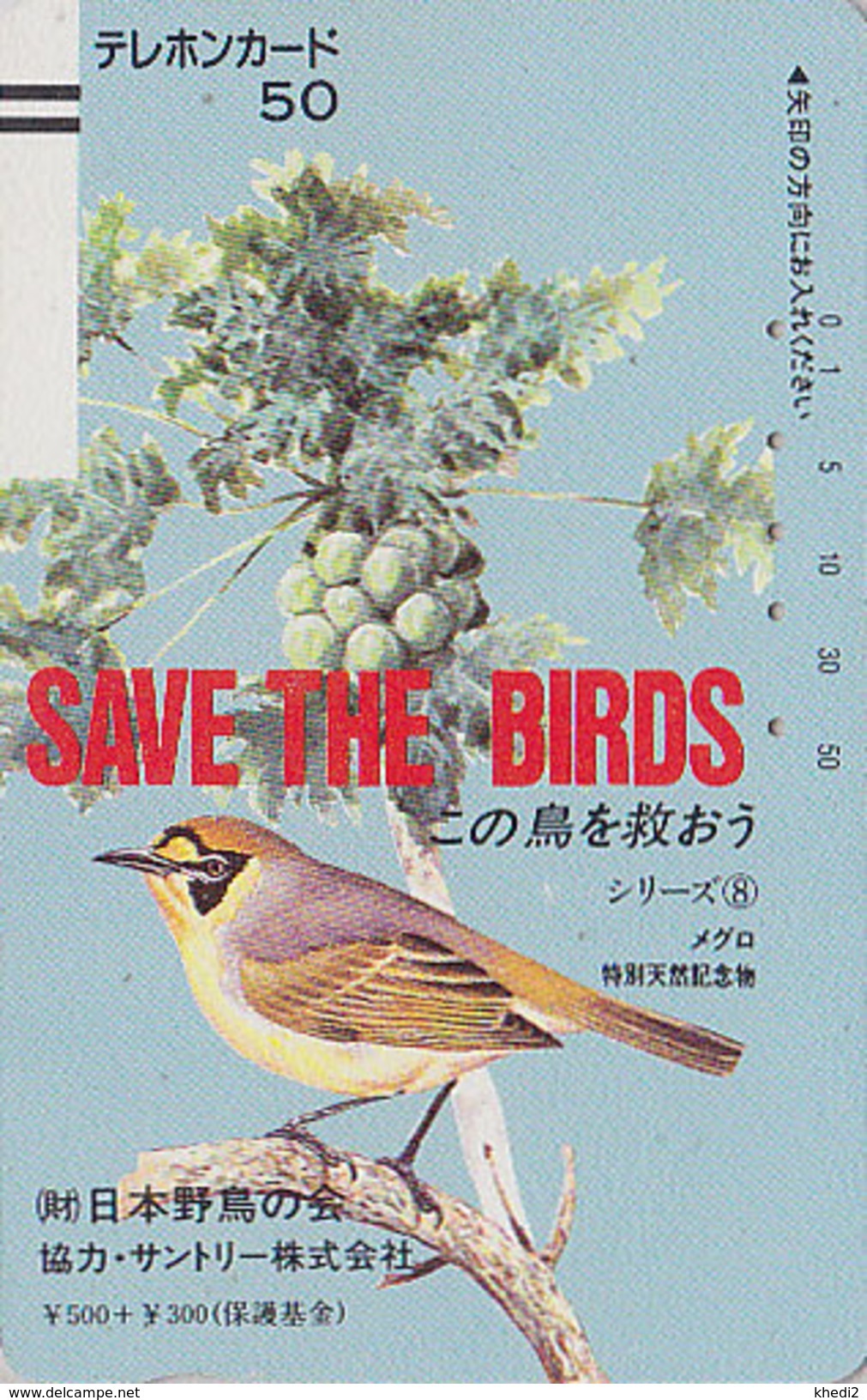 TC Ancienne JAPON / 110-5995 - Série 1 SAVE THE BIRDS - 8/60 - FAUVETTE DE BONIN - BIRD JAPAN Front Bar Phonecard - Sperlingsvögel & Singvögel