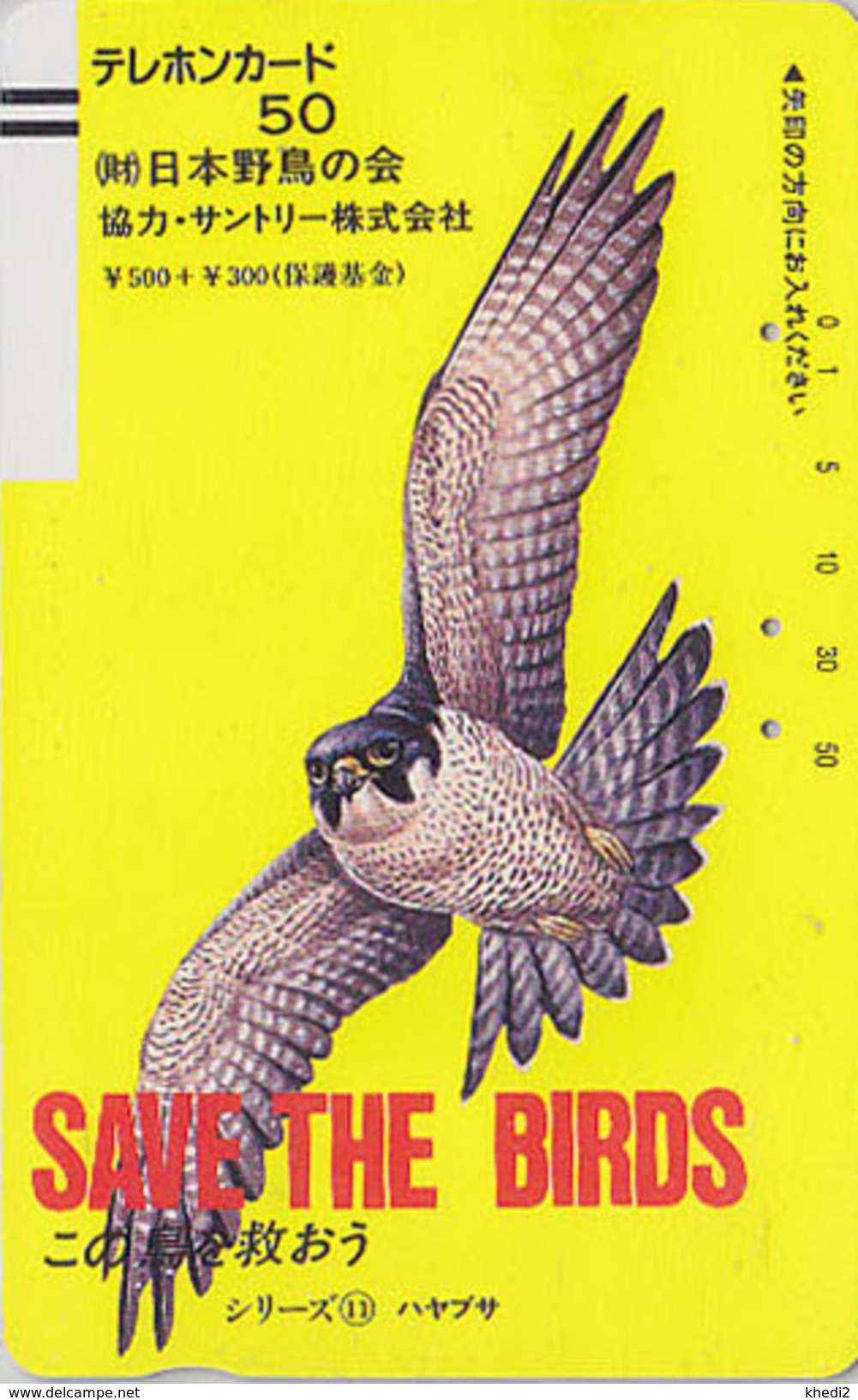 TC Ancienne JAPON / 110-5998 - Série 1 SAVE THE BIRDS 11/90 - OISEAU FAUCON - HAWK BIRD JAPAN Front Bar Phonecard - Adler & Greifvögel