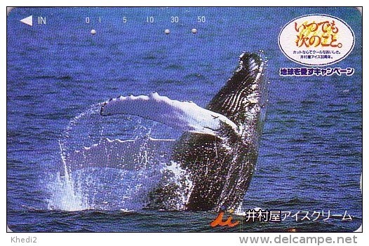 RARE Télécarte Japon / 110-011 - ANIMAL - BALEINE - WHALE Japan Phonecard Crème Glacée Ice Cream - WAL TK - BALLENA 310 - Delfines