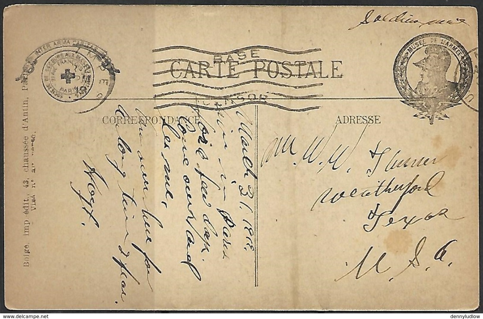 France   1919   4 Diff WWI American Expedionary Force Soldier Mails Used   Son To Father - Other & Unclassified