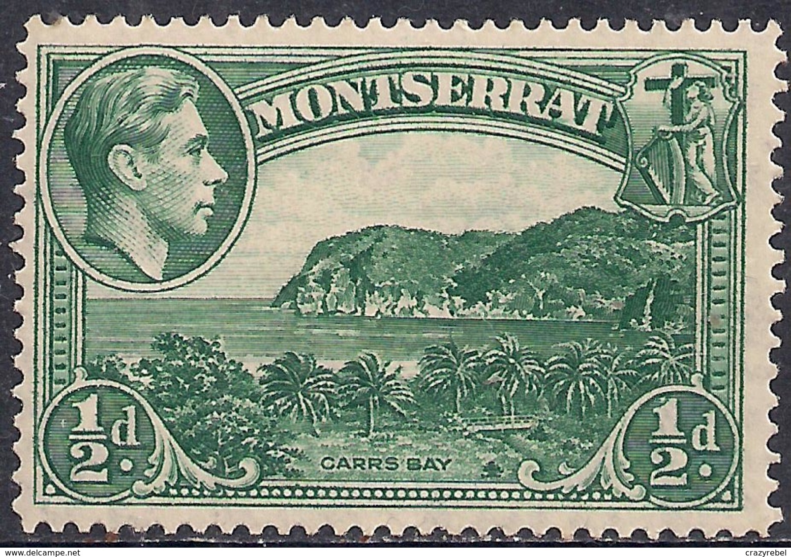 Montserrat 1938 - 48 KGV1 1/2d Blue Green MM SG 101a (H1318) - Montserrat