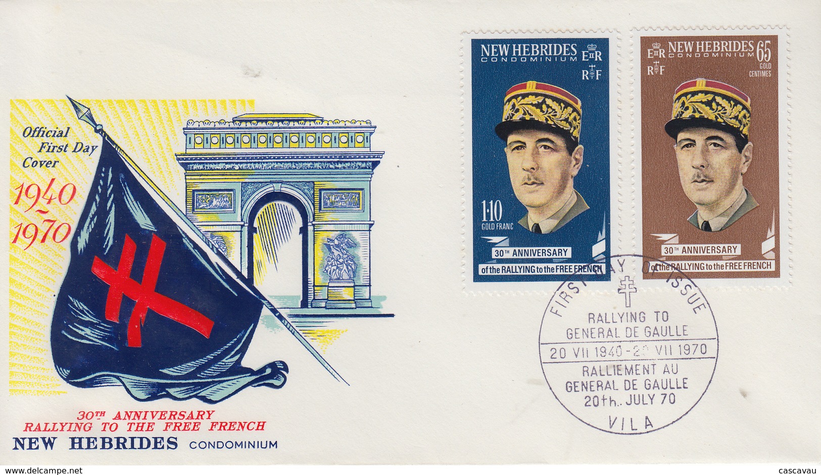 Enveloppe  FDC  1er Jour   NOUVELLES  HEBRIDES   Hommage  Au  Général  DE  GAULLE   1970 - FDC