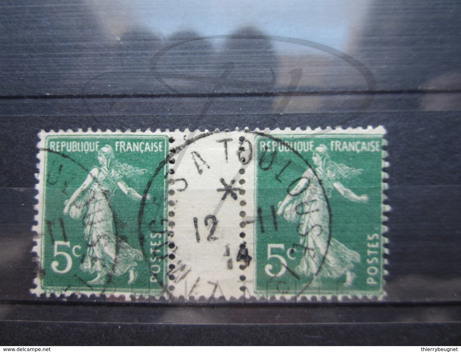 VEND BEAUX TIMBRES DE FRANCE N° 137 EN PAIRE AVEC INTERPANNEAU , CACHET " LIMOGES A TOULOUSE " !!! - 1906-38 Sower - Cameo