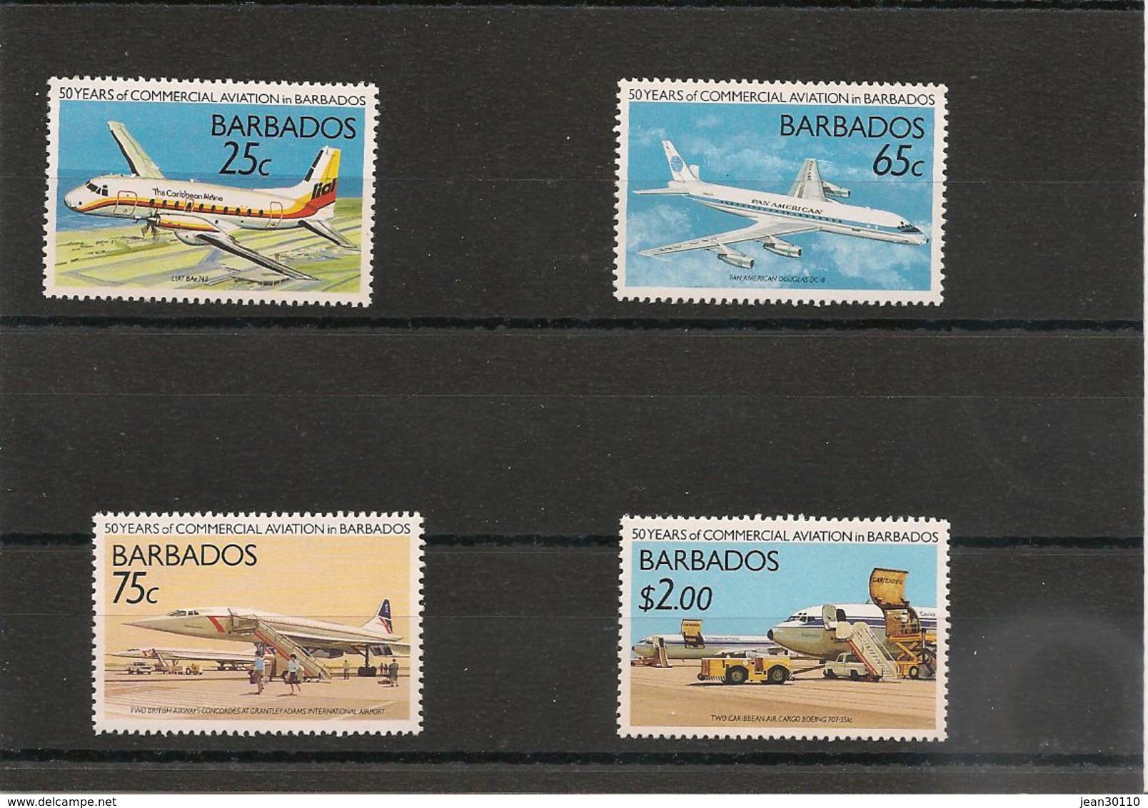 BARBADES : Avions/Planes Année 1989  N°Y/T: 740/743** - Barbados (1966-...)