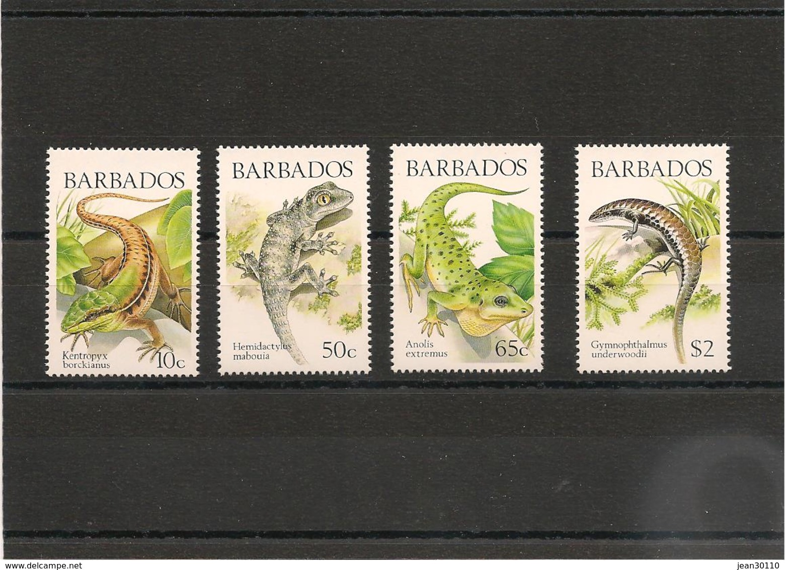 BARBADES : Faune: Lézards/Lizards  Année 1988  N°Y/T: 723/726**Côte : 15,50 € - Barbados (1966-...)