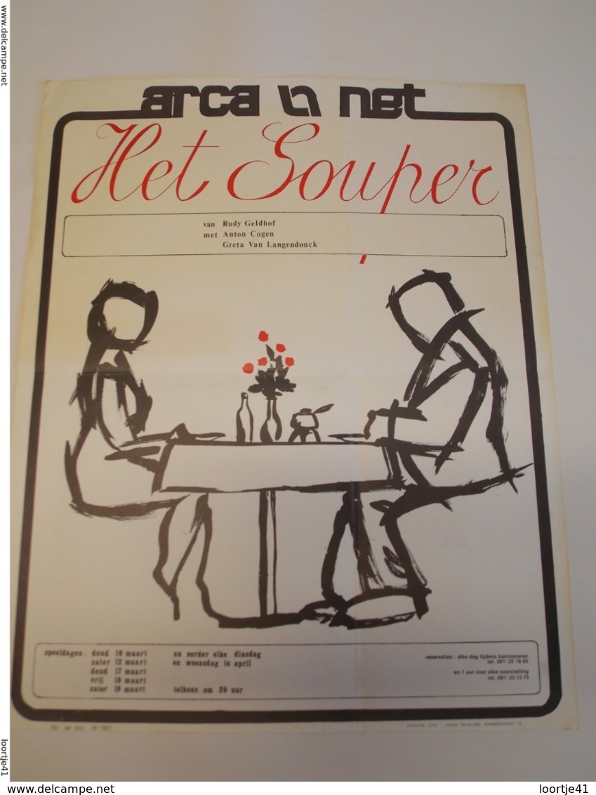 Affiche Poster - Toneel Arca - Het Souper - Anton Cogen & Greta Van Langendonck - Schrijver Rudy Geldhof - Posters