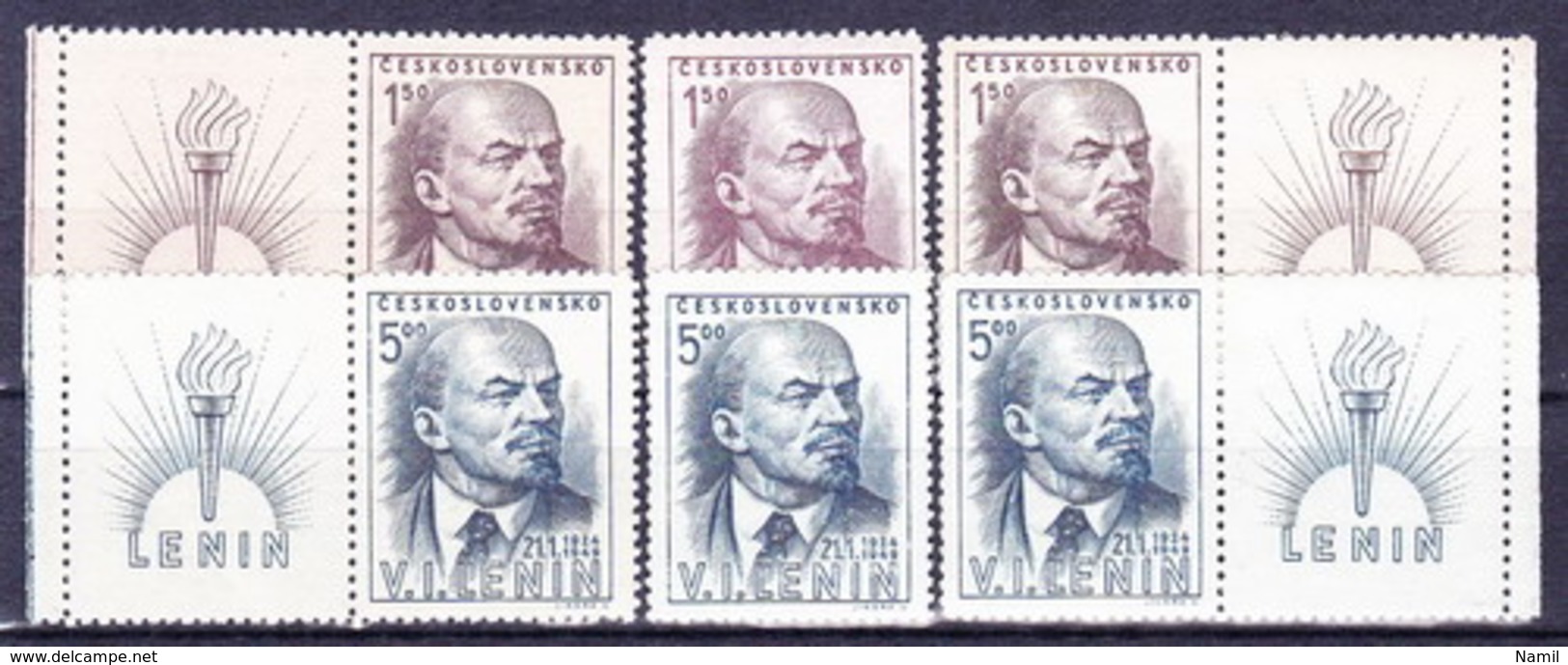 ** Tchécoslovaquie 1949 Mi 562-3+Zf (Yv 490-1) + Vignettes, (MNH) - Nuovi