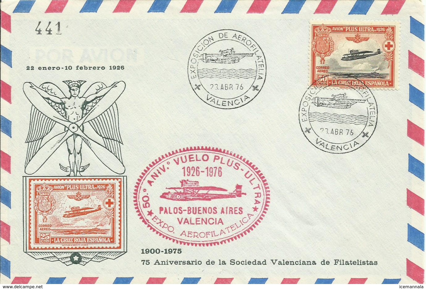 ESPAÑA, CARTA ANIVERSARIO VUELO PLUS ULTRA - Cartas & Documentos