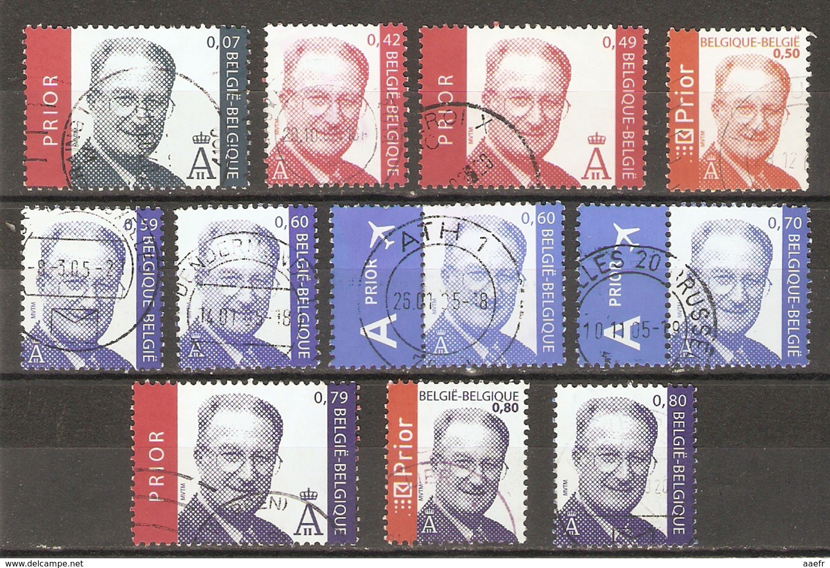 Belgique - Albert II, MVTM 3  - Petit Lot De 11 Timbres° Différents - 1993-2013 Rey Alberto II (MVTM)