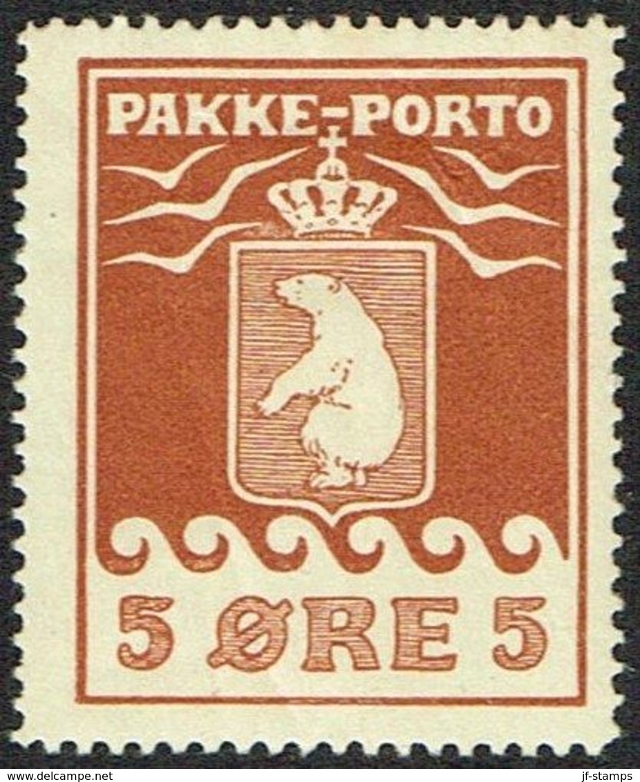 1916. PAKKE PORTO. 5 øre Brown. Thiele. Perf 11 ½. (Michel 6A) - JF163893 - Paketmarken