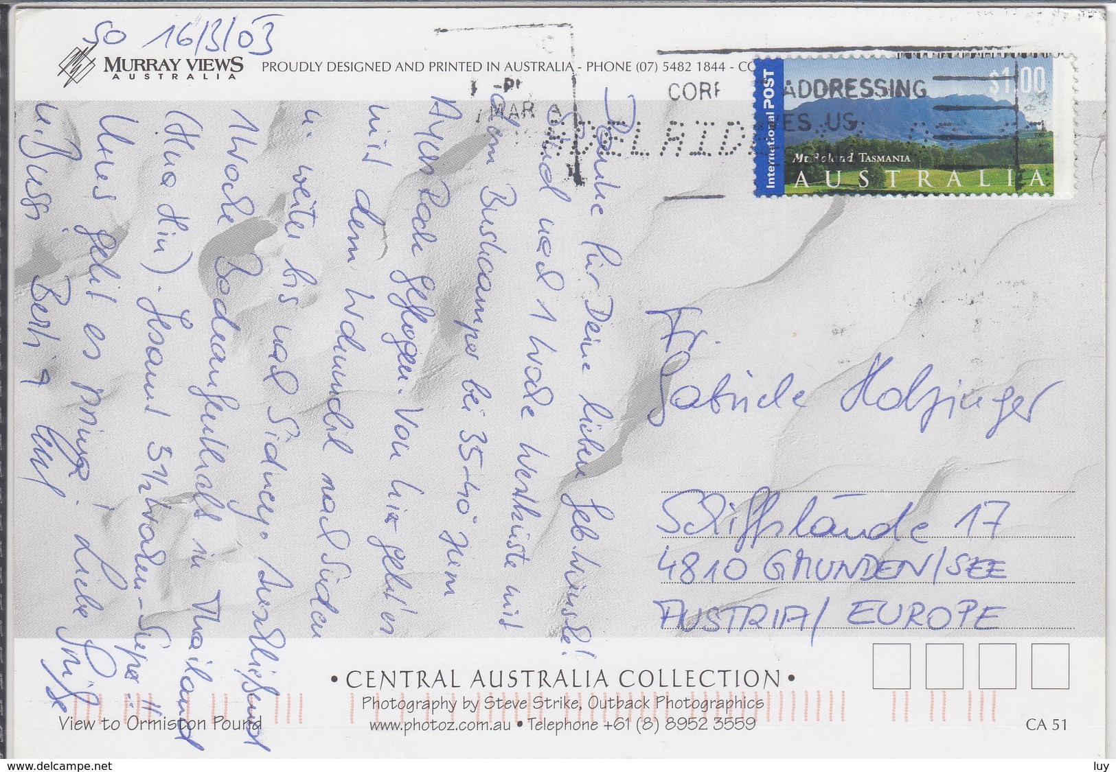 ORMISTON GORGE CENTRAL AUSTRALIA OUTBACK PHOTOGAPHICA   NICE STAMP - Outback