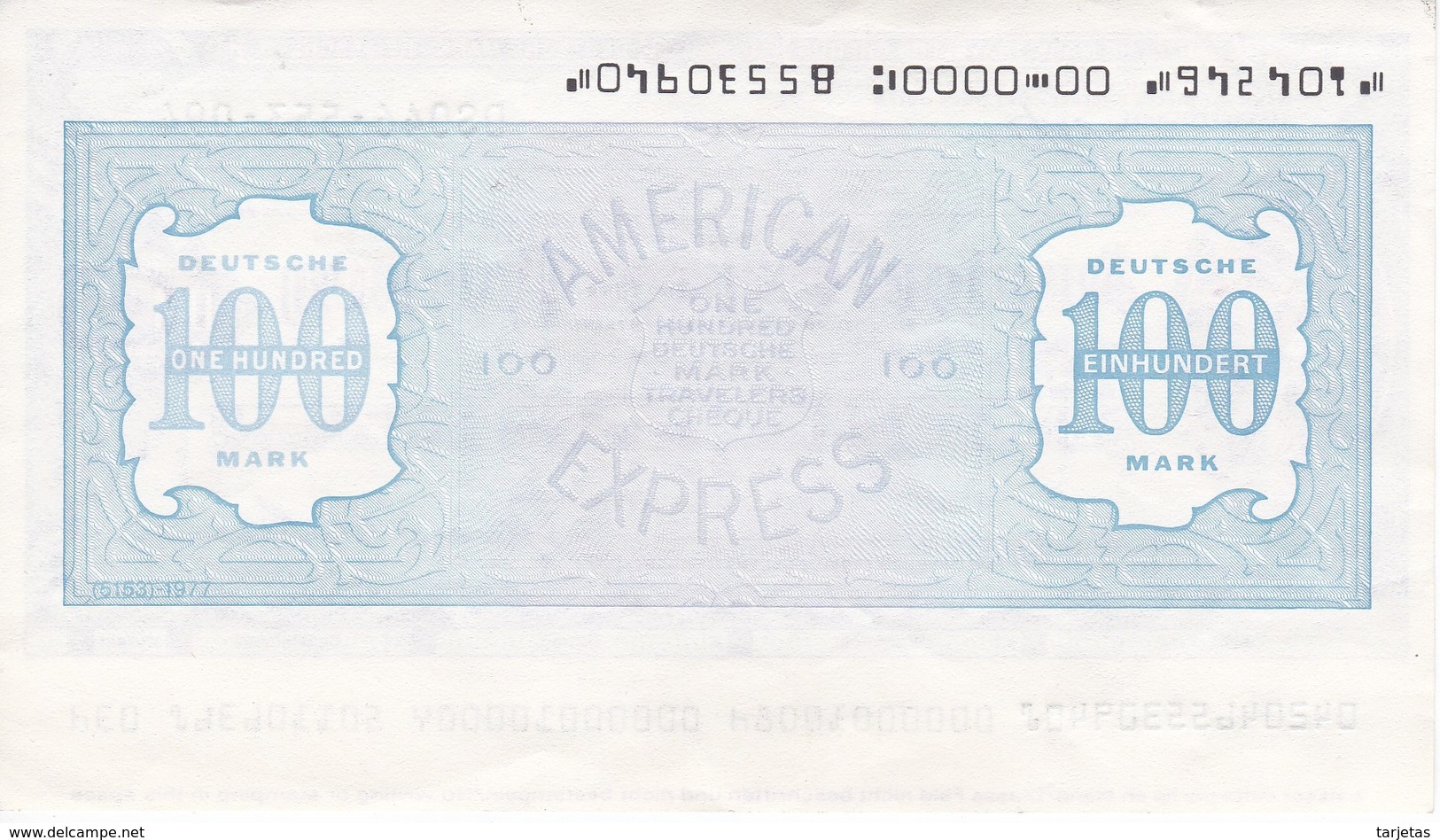 BILLETE DE ESTADOS UNIDOS DE 100 DEUTSCHE MARK DE AMERICAN EXPRESS COMPANY SIN CIRCULAR (TRAVELERS CHEQUE) ALEMANIA - Altri & Non Classificati