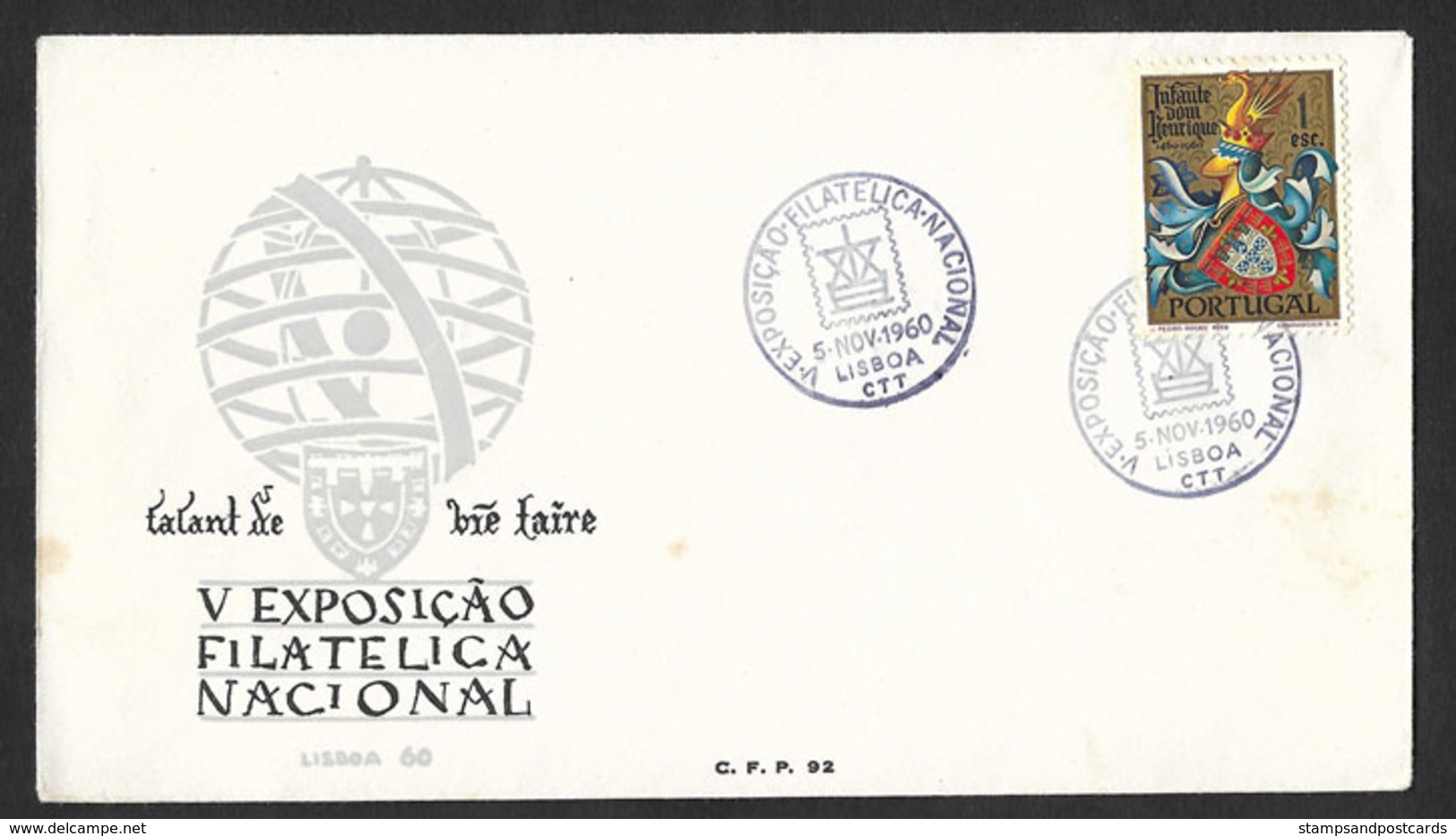 Portugal Cachet Commmemoratif V Expo Philatelique Nationale 1960  V National Philatelic Expo Event Postmark - Flammes & Oblitérations