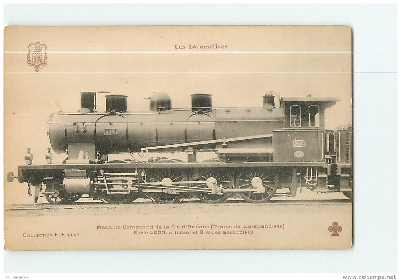 Cie D'Orléans : Machine 5001 Trains Marchandises. TBE. 2 Scans. Les Locomotives, Edition Fleury - Matériel