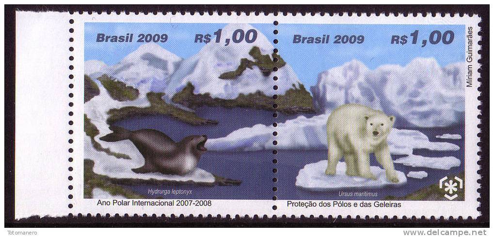 BRAZIL 2009, IPY International Polar Year - Preserve The Polar Regions And Glaciers Pair** - Preserve The Polar Regions And Glaciers