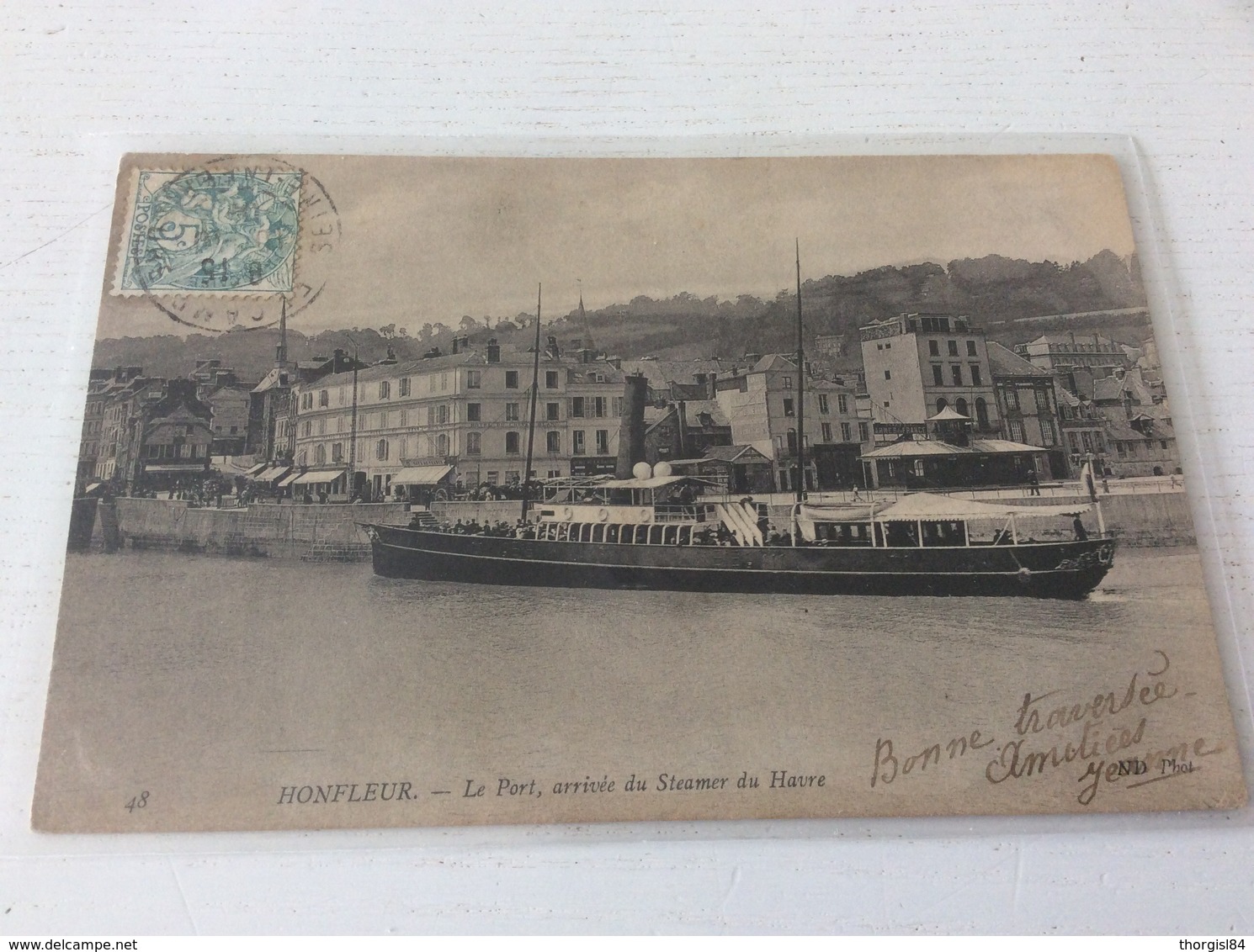 14 - HONFLEUR Le Port, Arrivée Du Steamer Du Havre Animée écrite Timbrée - Honfleur
