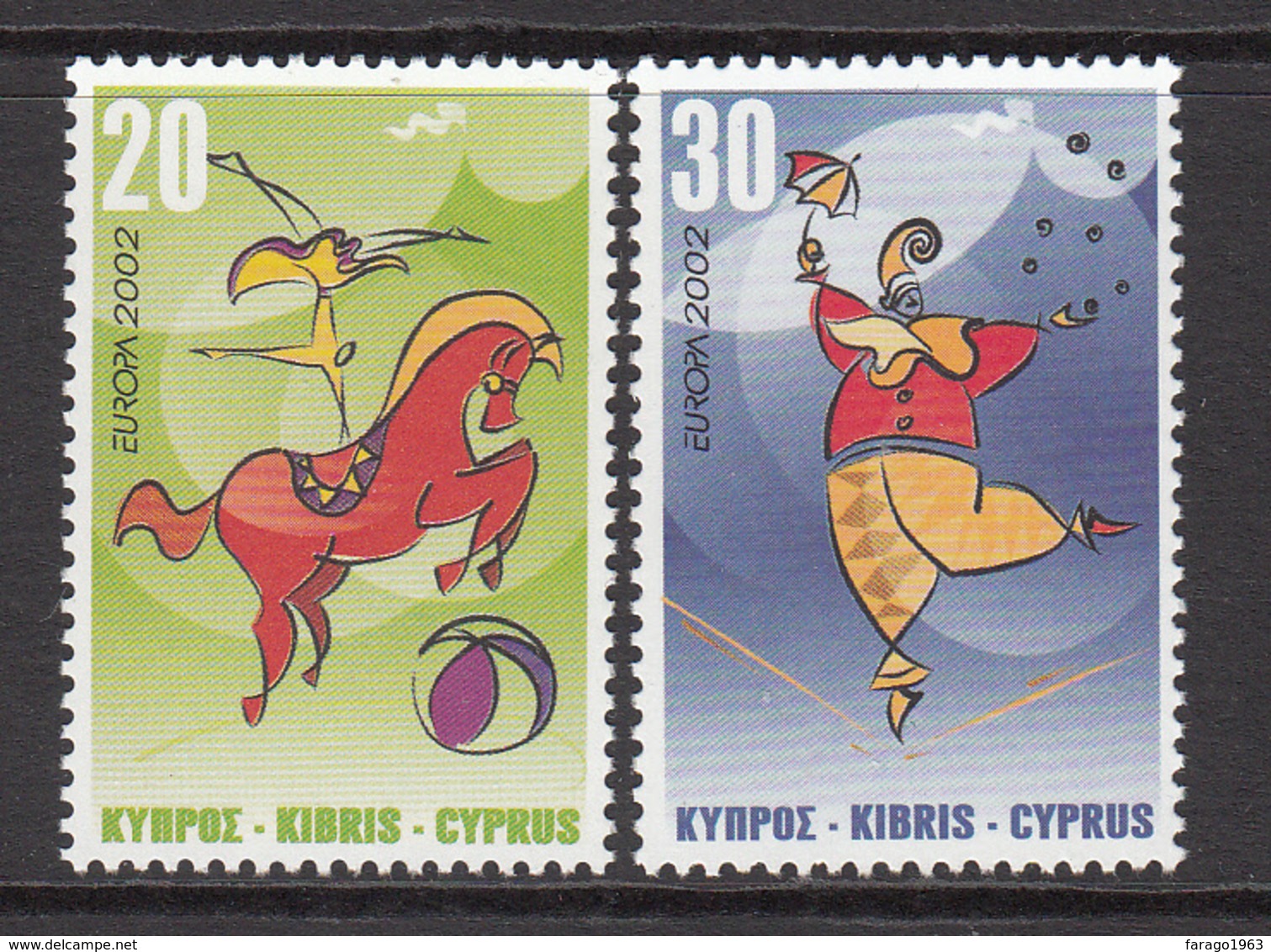 2002 Cyprus Europa Circus Acts Set Of 2 MNH - Ongebruikt