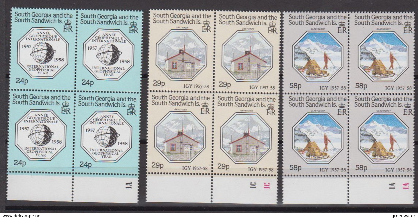 South Georgia 1987 IGY / Int. Geophysical Year 3v Bl Of 4 ** Mnh (40951A) - Zuid-Georgia