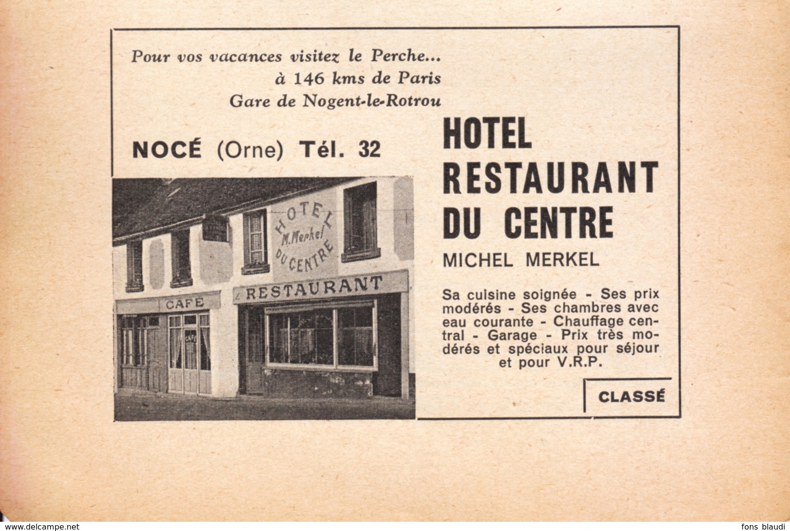 1957 - Iconographie - Nocé (Orne) - L'hôtel Du Centre - FRANCO DE PORT - Ohne Zuordnung