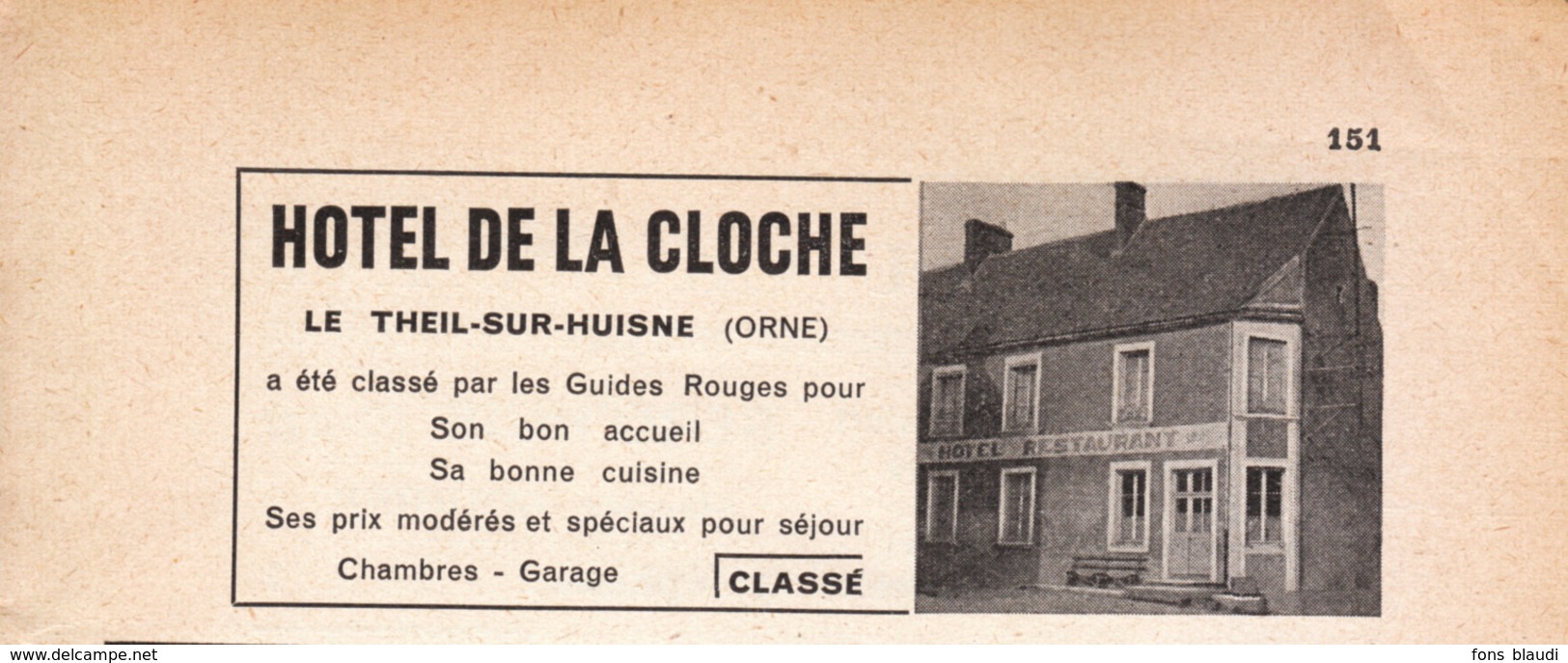 1957 - Iconographie - Le Theil (Orne) - L'hôtel De La Cloche - FRANCO DE PORT - Non Classés