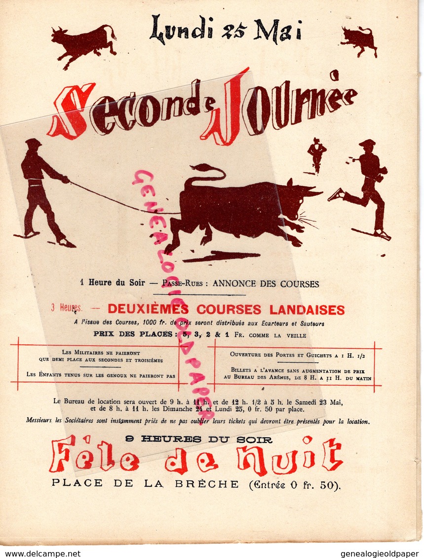 79- NIORT- SOCIETE DES FETES DE CHARITE NIORTAISES- MAI 1896- RARE CORRIDA COURSES LANDAISES LANDES- BOINOT SAINT GELAIS - Documents Historiques