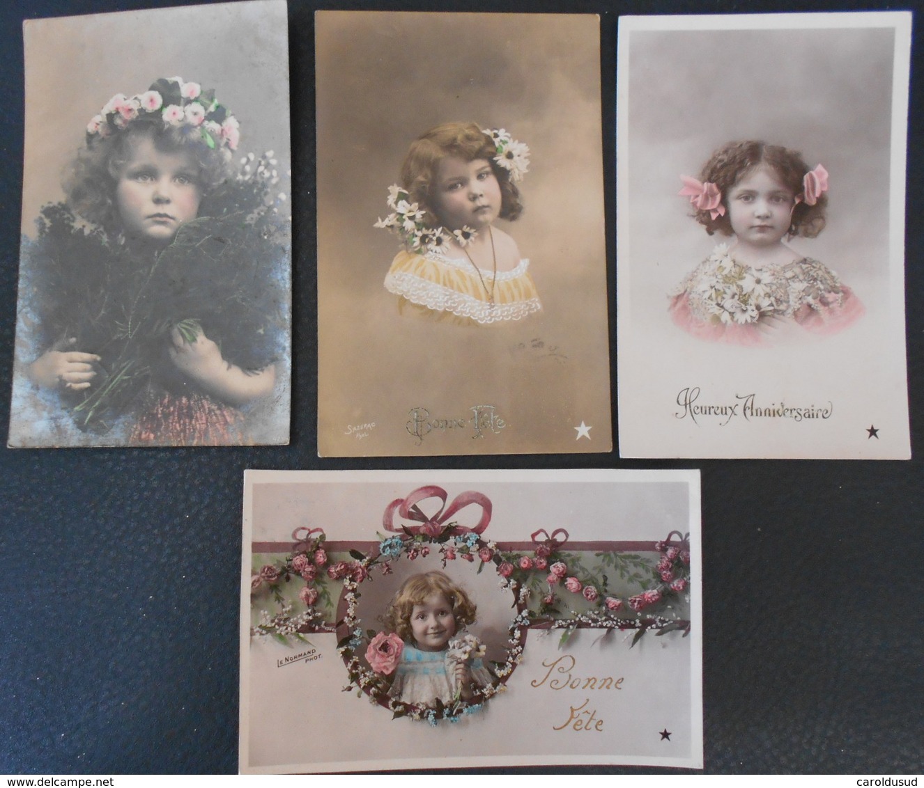 LOT 8x Photo Portrait  Fille Fillettes Decor Fleur Cheveux Et Divers - Fotografie