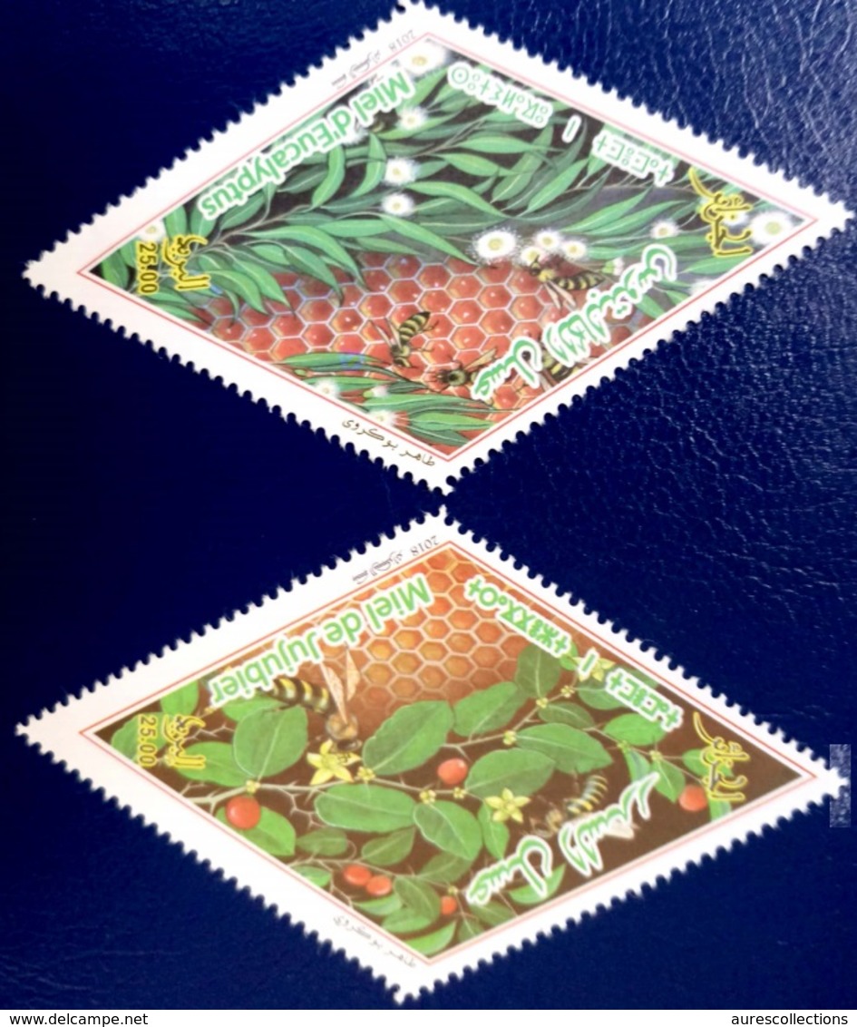 ALGERIE ALGERIA 2018 - BEES ABEILLES BIENEN MIEL HONEY INSECTES INSECTS ODD SHAPE LOSANGE DIAMOND - FULL SET MNH - Abeilles