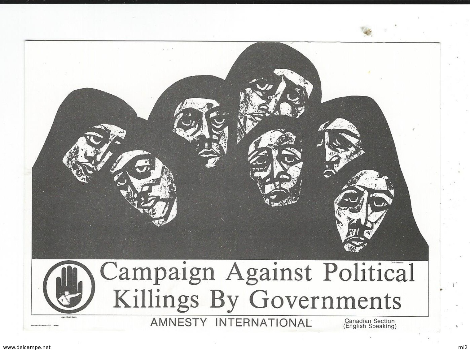 Amnesty International Canada Campaign Political Killings By Governments Desin Clive Brooker Neuve TBE - Andere & Zonder Classificatie