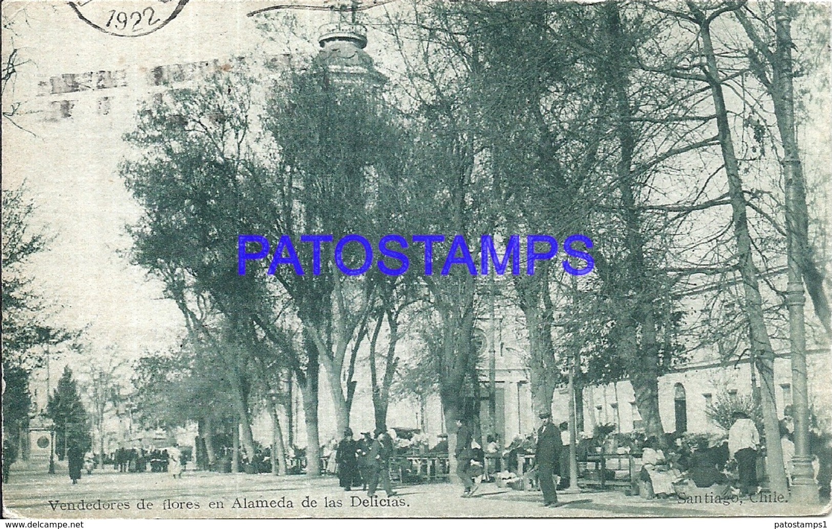 101580 CHILE SANTIAGO COSTUMES SELLER VENDEDORES DE FLORES EN ALAMEDA DE LAS DELICIAS CIRCULATED TO ARGENTINA POSTCARD - Chile