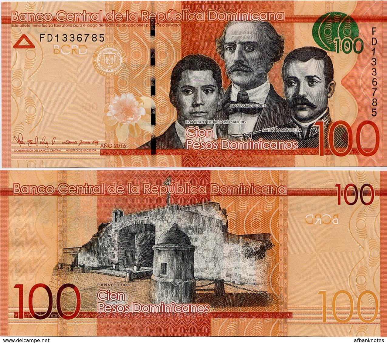 DOMINICAN REP.       100 Pesos Dominicanos      P-190[c]       2016      UNC - Repubblica Dominicana