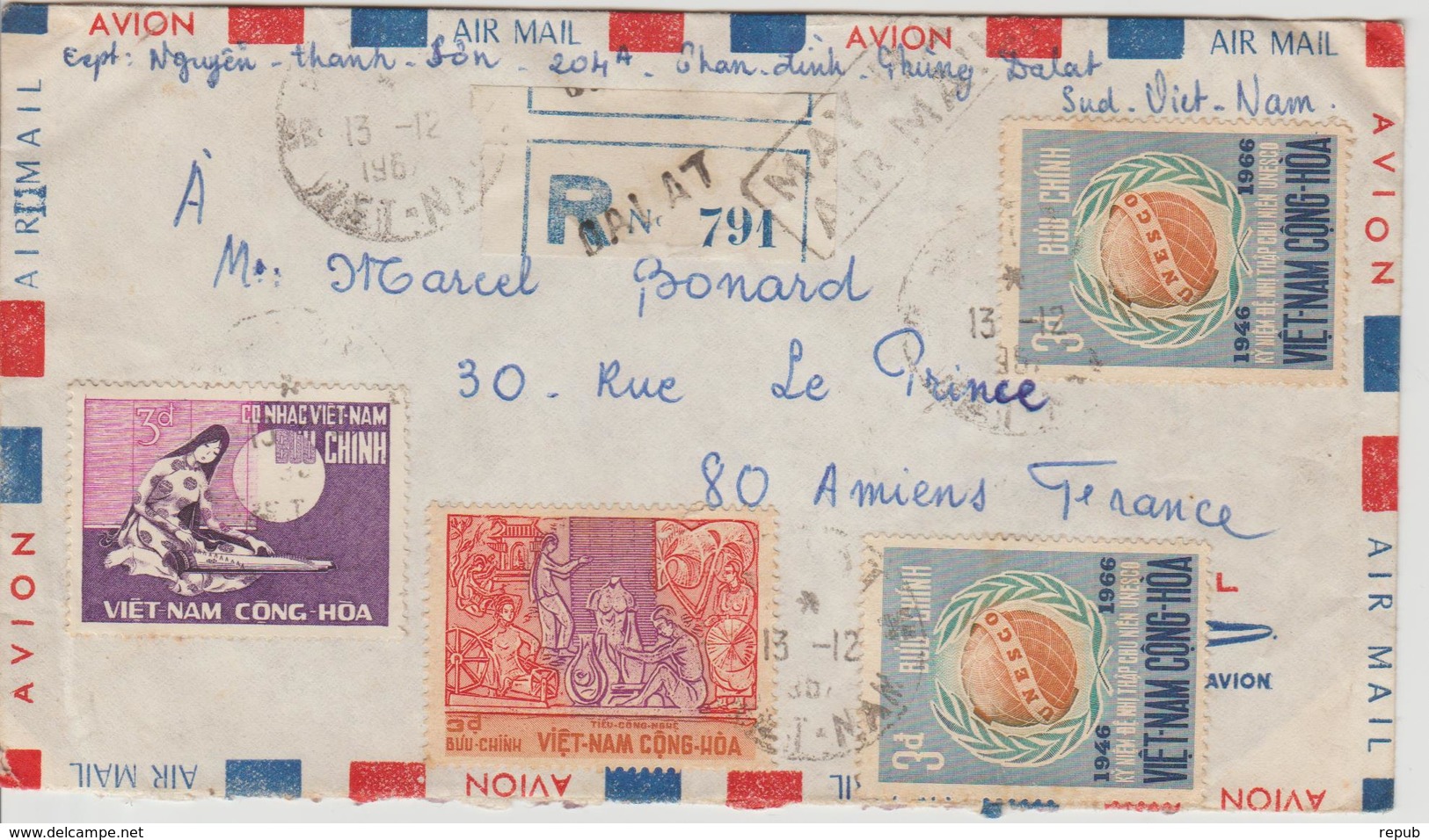 Vietnam Lettre Recommandée De 1967 Pour La France - Viêt-Nam