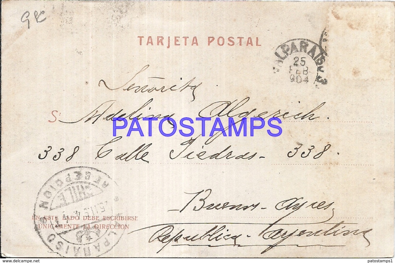 101594 CHILE SANTIAGO STREET CALLE AHUMADA RAILROAD CIRCULATED TO ARGENTINA POSTAL POSTCARD - Chile