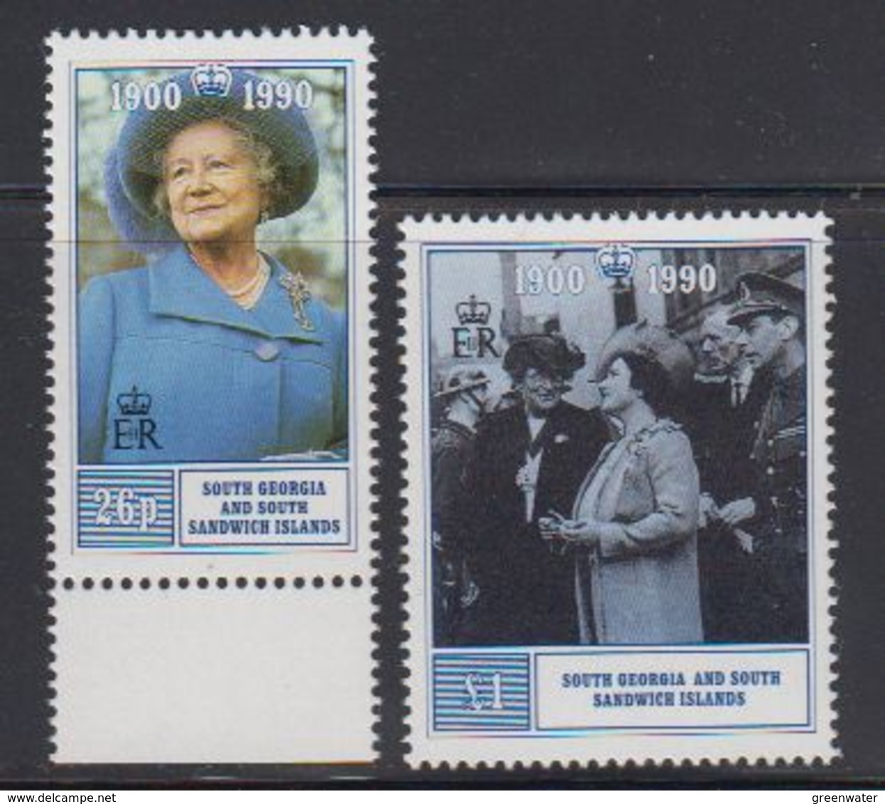 South Georgia 1990 90th. Birthday Queen Mother 2v ** Mnh (40954) - Zuid-Georgia