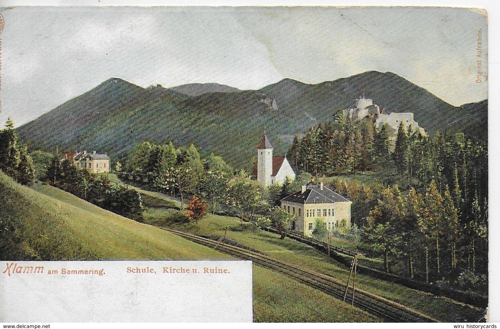 AK 0055  Klamm Am Semmering - Schule , Kirche Und Ruine Um 1907 - Semmering