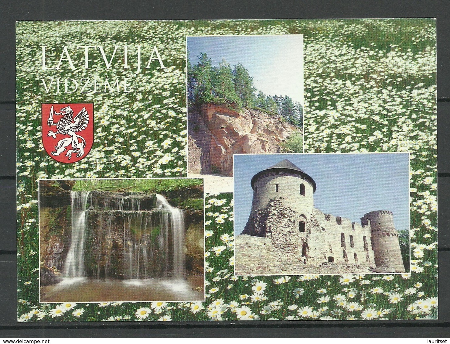 LATVIA Post Card VIDZEME Waterfalls Of Dauda Castle Of Cesis Etc - Lettonie