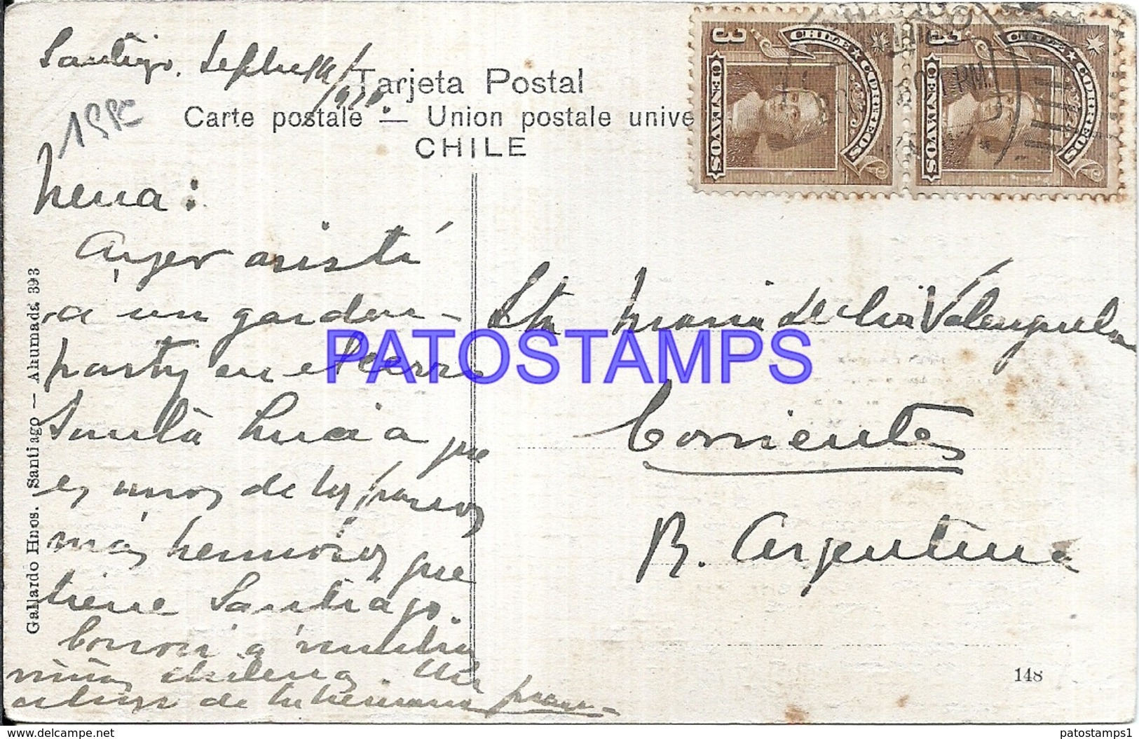 101602 CHILE SANTIAGO PLAZUELA VICUÑA MACKENNA INAUGURACION DEL MONUMENTO CIRCULATED TO ARGENTINA POSTAL POSTCARD - Chile