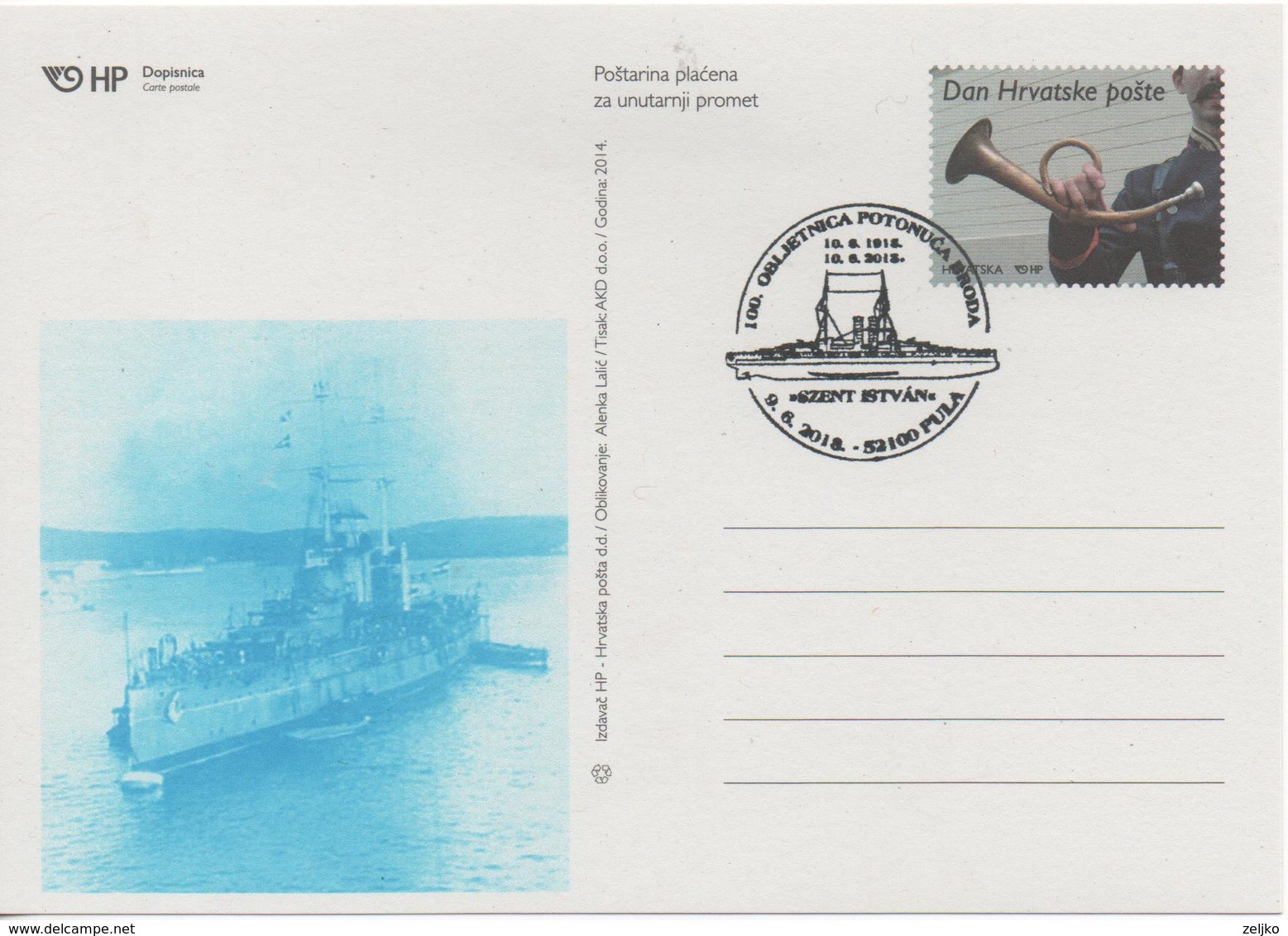 Croatia, Ship, 100th Anniversary Of The Sinking Of The Austro-Hungarian Ship Szent Istvan - Croacia