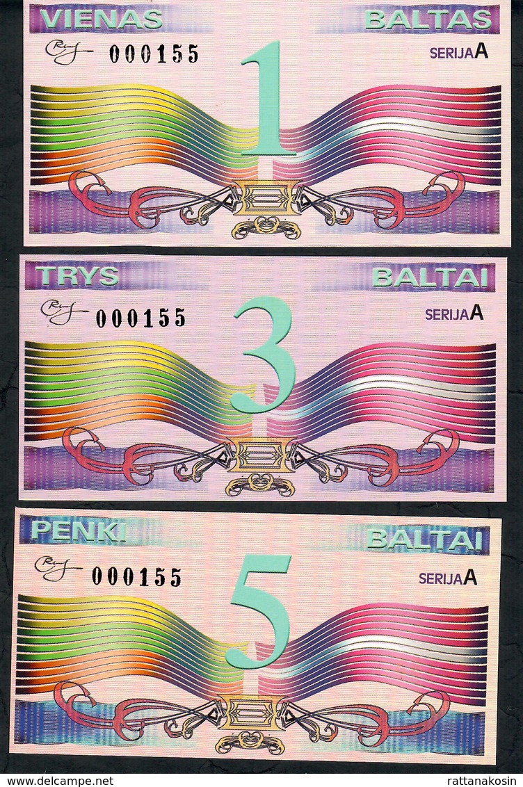 LITUANIA NLP 1,3,5,20,50,100 BALTU 2002 SET ALL SAME LOW NUMBER # 000155 UNC - Litouwen