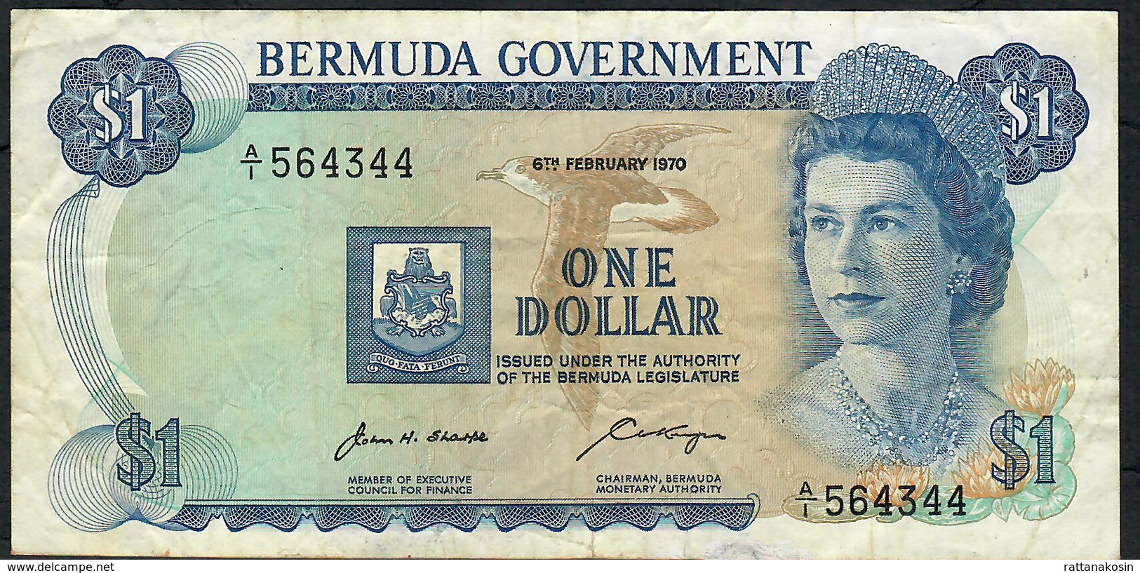 BERMUDA P23 1 DOLLAR 6.2.1970. # A/1    VF NO P.h. - Bermuda