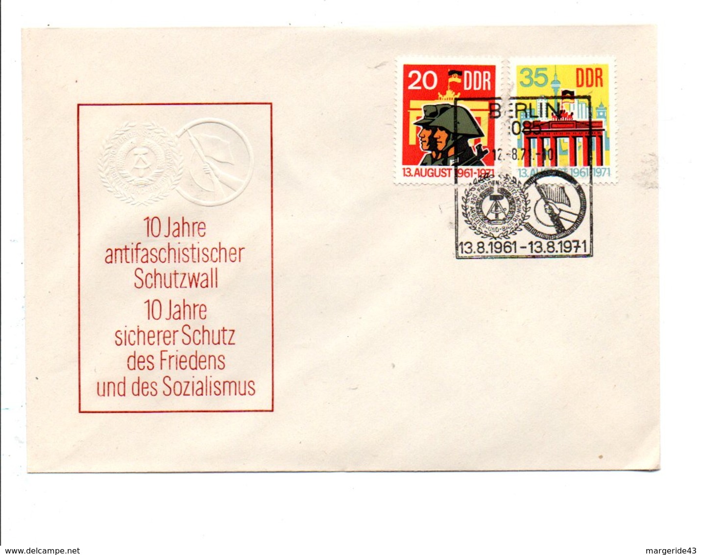 ALLEMAGNE RDA DDR 1971 10 ANS DU MUR DE BERLIN - WW2 (II Guerra Mundial)