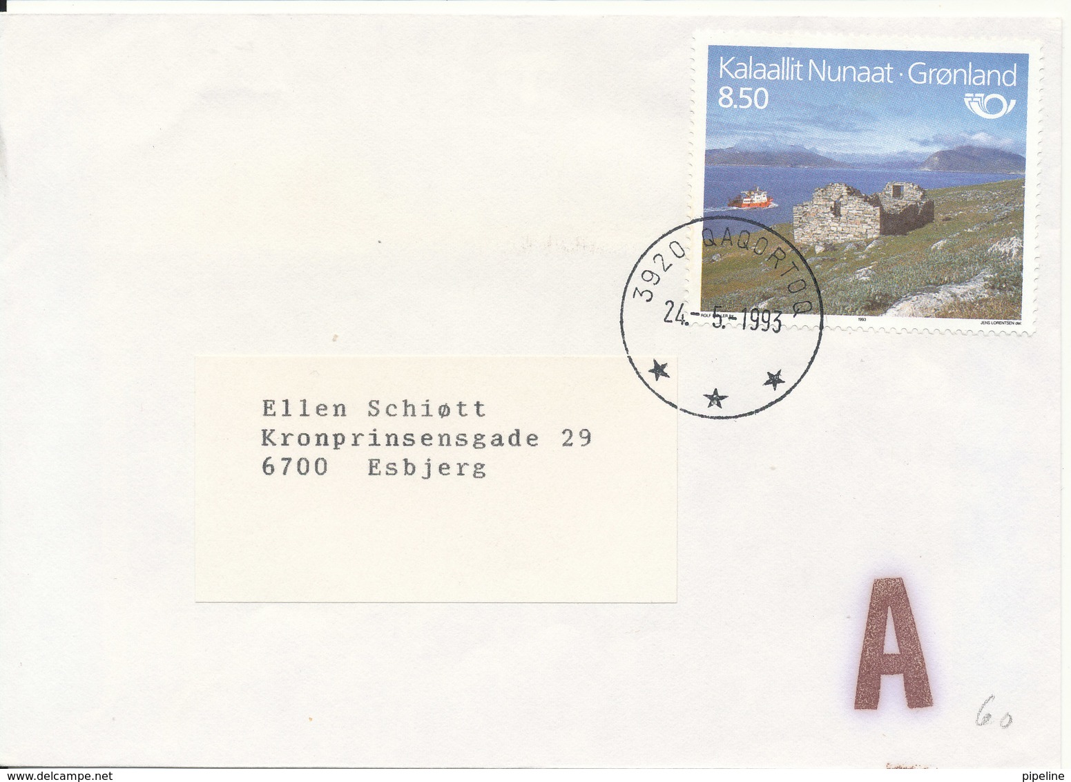 Greenland Cover Sent To Denmark Qaqortoq 24-5-1993 - Covers & Documents